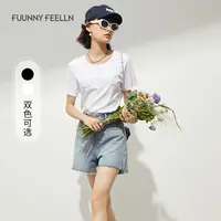 【粉丝专享】FF||仿佛短袖T恤女纯棉烫钻印花液氨面料FM00557