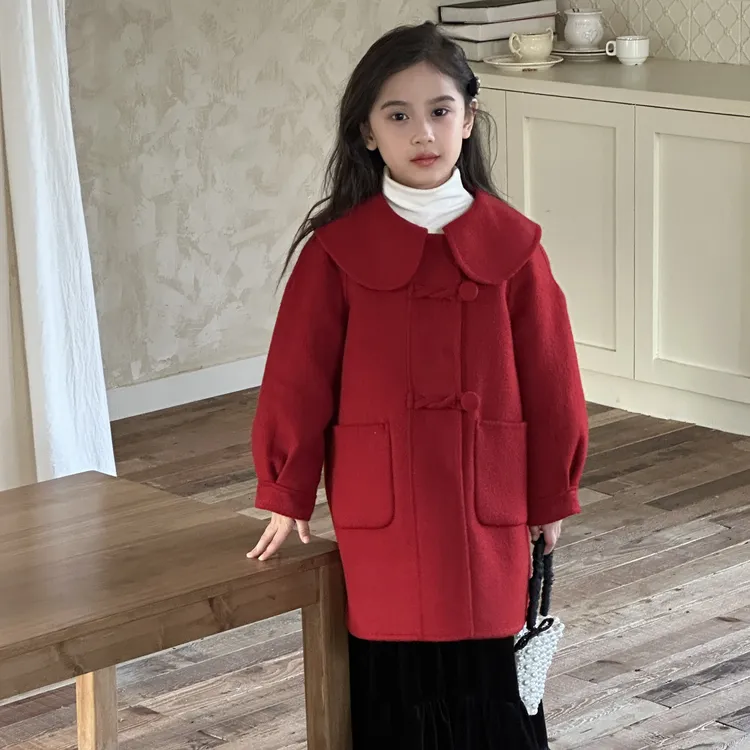 【喜气洋洋】年货款童装亲子装双面羊毛大衣洋气韩版加厚中长款172