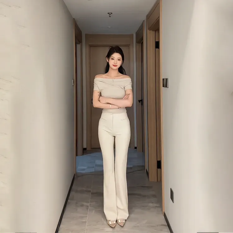 高腰修身微喇休闲裤2025秋冬新款显高显瘦加长拖地垂感西装喇叭裤