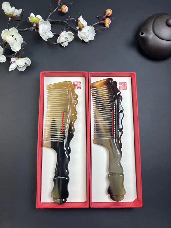 天然手工精品牛角梳一个装家用梳直播间选编号拍