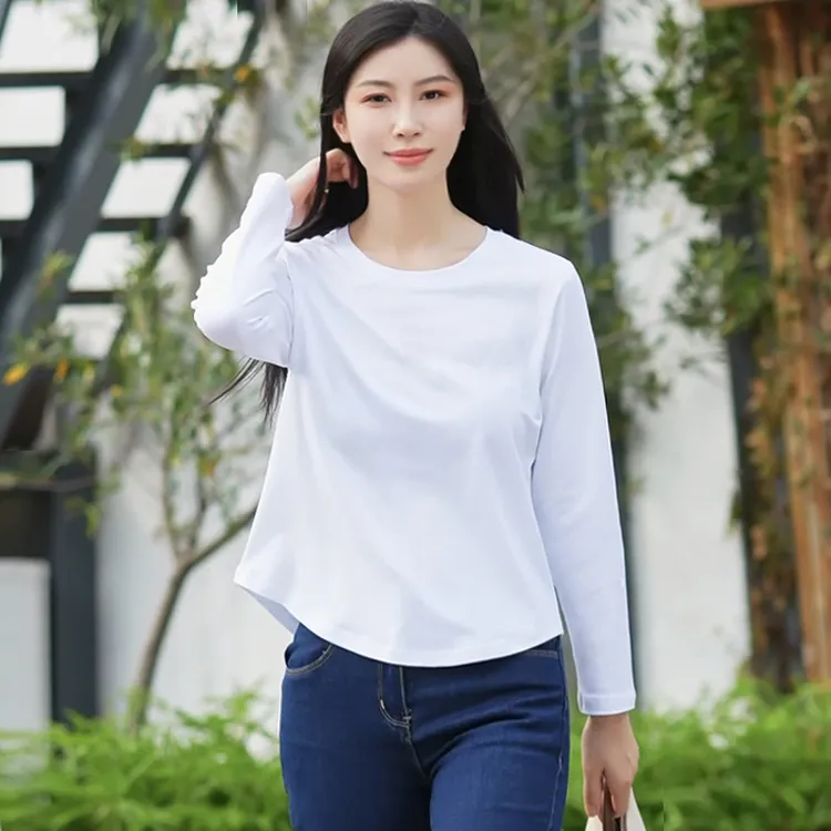 新款95棉微胖显瘦】纯色正肩遮肉上衣长袖洋气打底衫女款春秋t恤