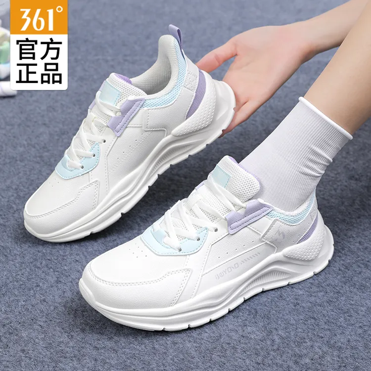 361°旗舰正品女鞋运动鞋秋季爆款皮面小白鞋休闲鞋软鞋休闲跑步鞋