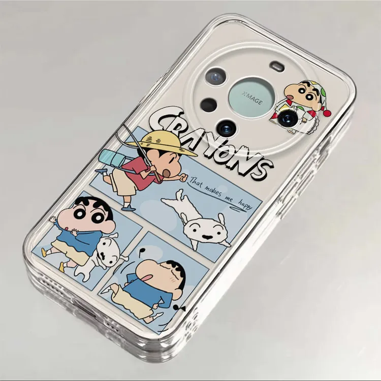 华为mate60pro适用手机壳蜡笔小新秋游卡通透明全包软硅胶防摔保