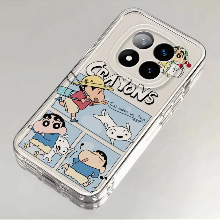 小米红米Note14Pro+适用手机壳蜡笔小新秋游卡通透明全包软硅胶