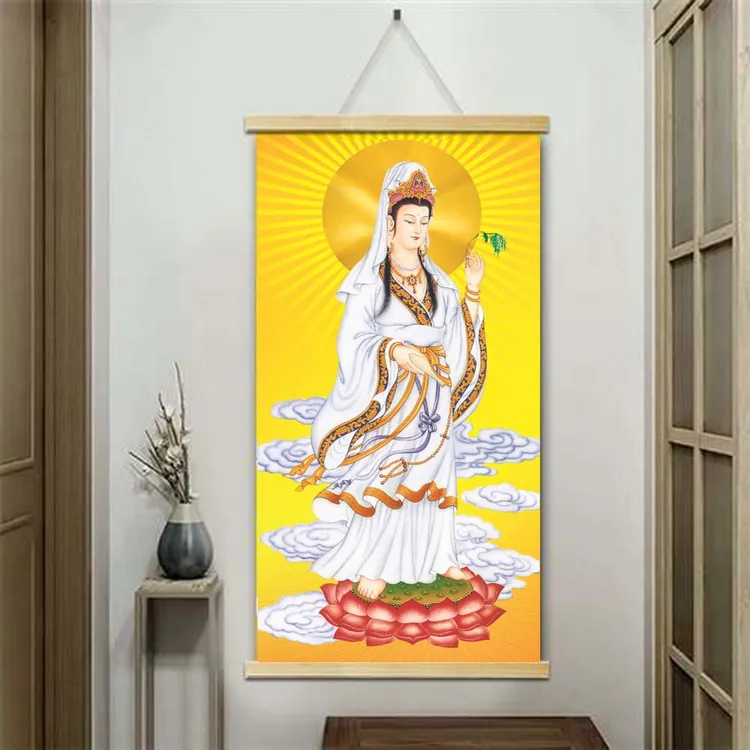 中式禅意观世音菩萨像装饰画适合佛堂玄关家居装饰
