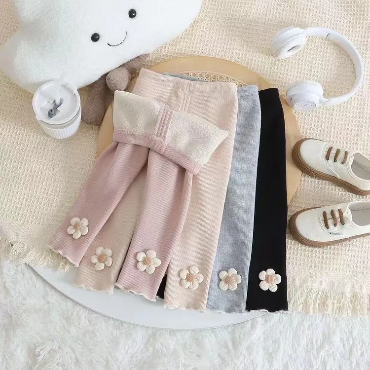 女童打底裤小童加厚秋冬外穿洋气儿童弹力裤子女宝宝一体保暖棉裤