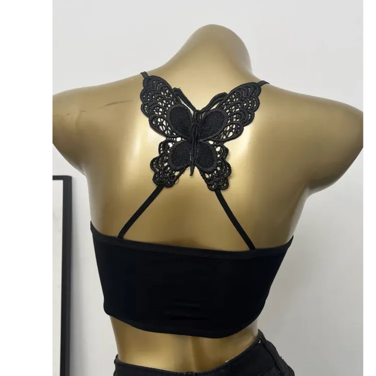蝴蝶美背打底露背吊带背心