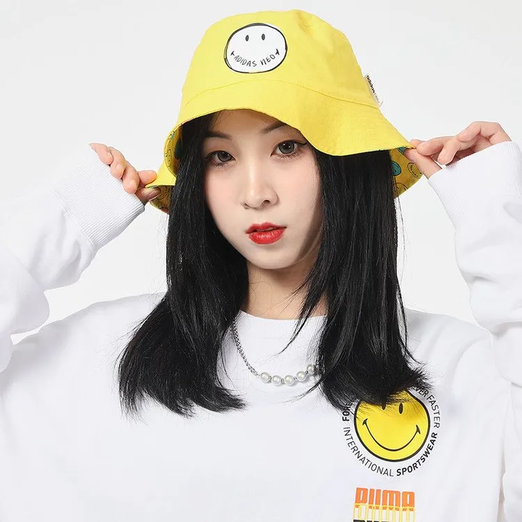 正品Adidas/阿迪达斯男女同款户外运动休闲笑脸渔夫帽 HA4667