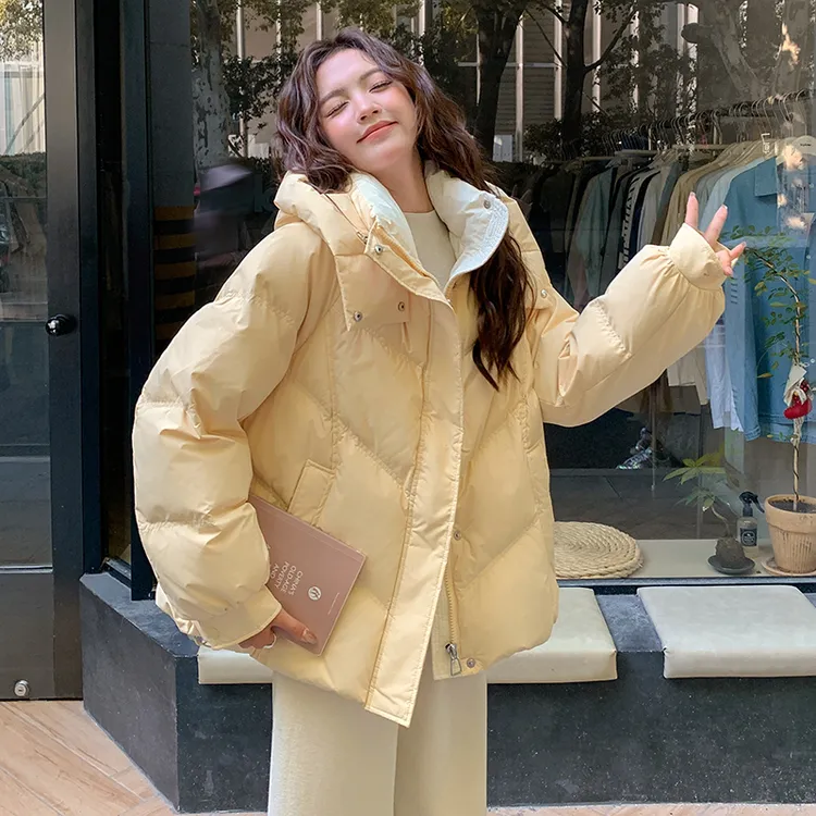 奶fufu云朵棉服女小个子2025冬季新款加厚面包服黄色短款学生棉袄