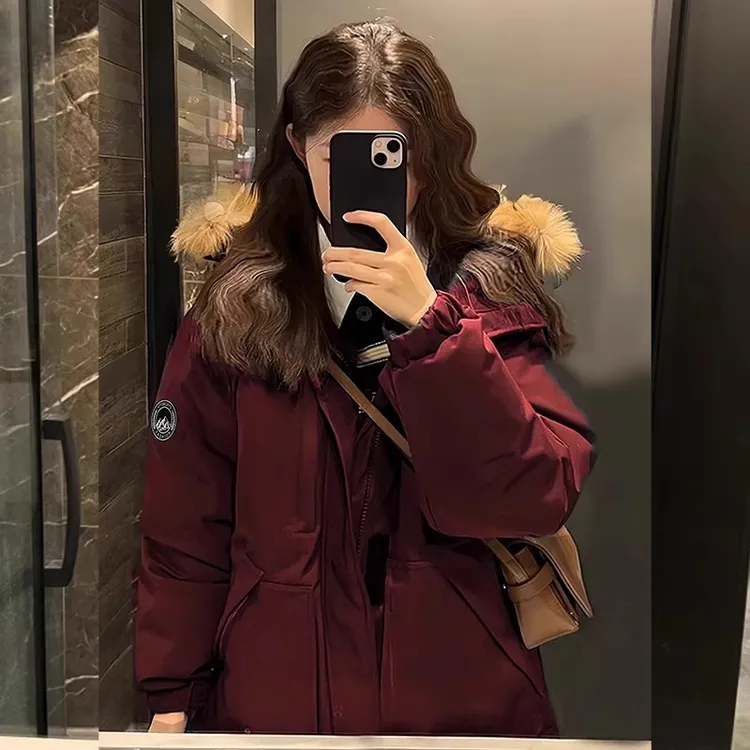 2025年新款韩系毛领棉服冬季棉衣女工装复古派克服棉袄小个子外套