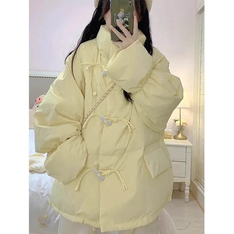 牛角扣棉服女短款棉衣韩系2025冬装新款宽松高级感小个子加厚外套