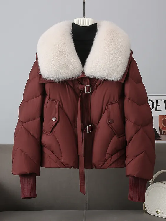 高级感冬季新款时尚棉服女冬季新款大毛领设计款面包服棉袄外套