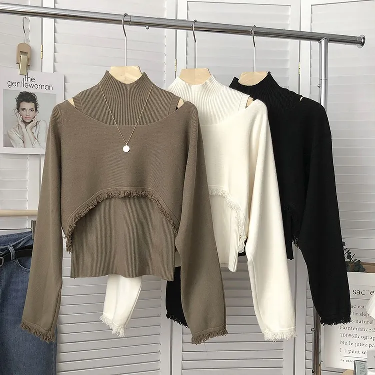 2025秋季新款流苏披肩针织背心毛衣女小众时尚百搭叠穿两件套上衣