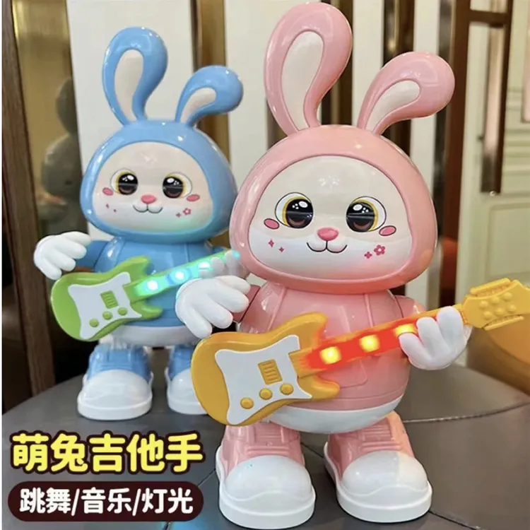 会跳舞的兔子吉他手摇滚兔电动玩具儿童宝宝益智唱歌灯光锻炼抬头