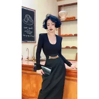 LYXJ【罗曼蒂克】春秋款轻奢时尚气质百搭黑色连体衣