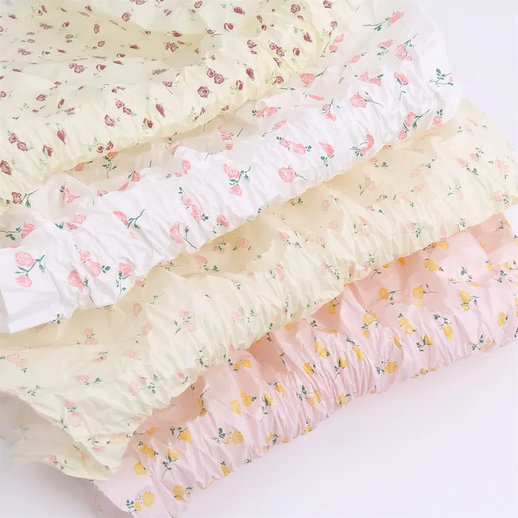 38克加厚玫瑰印花雪梨纸 小碎花花束包装纸 花束包花内衬花店材料