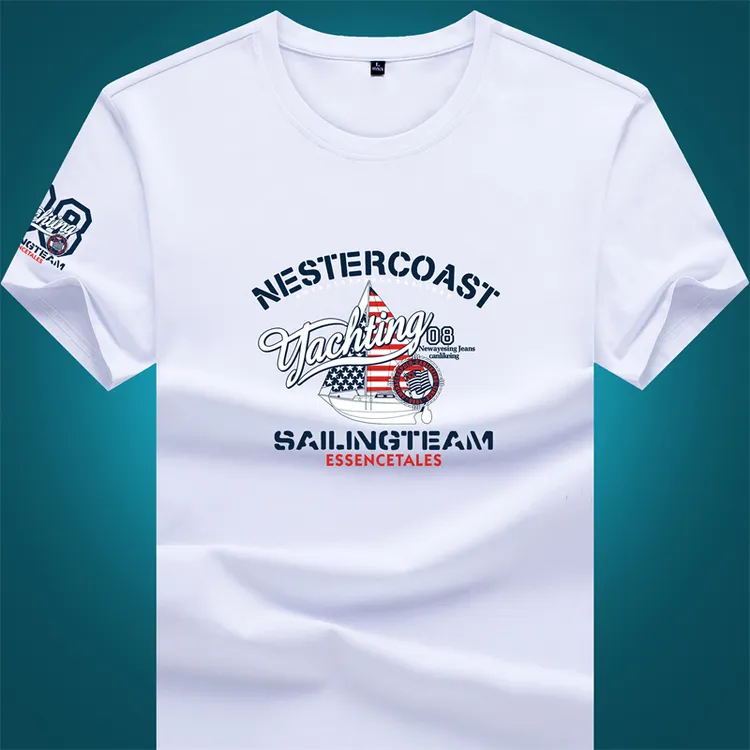 短袖t恤男 夏季穿搭纯色丝光棉字母印花潮流个性半袖圆领欧版体恤