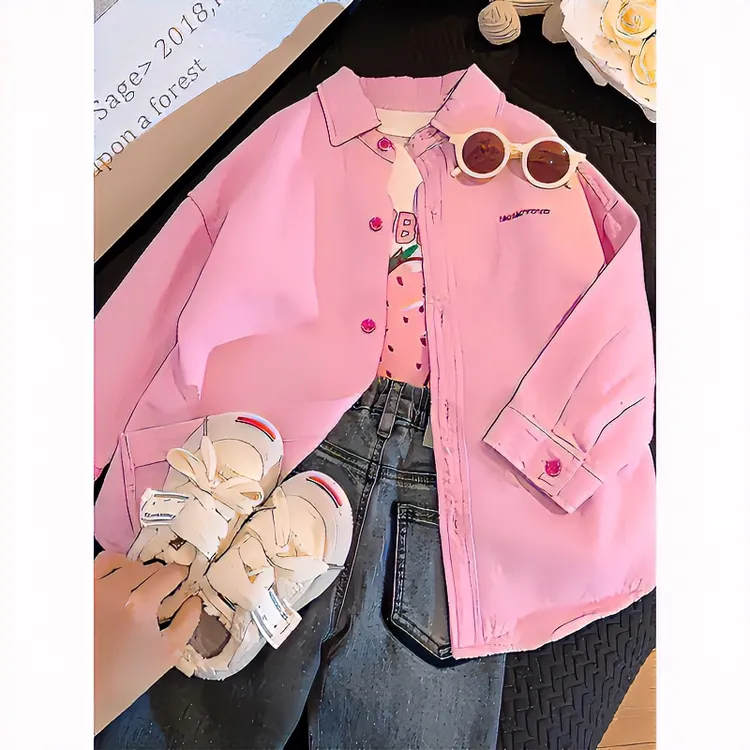 女童牛仔外套春秋2024新款儿童休闲春装韩版中大童衬衫牛仔衣洋气