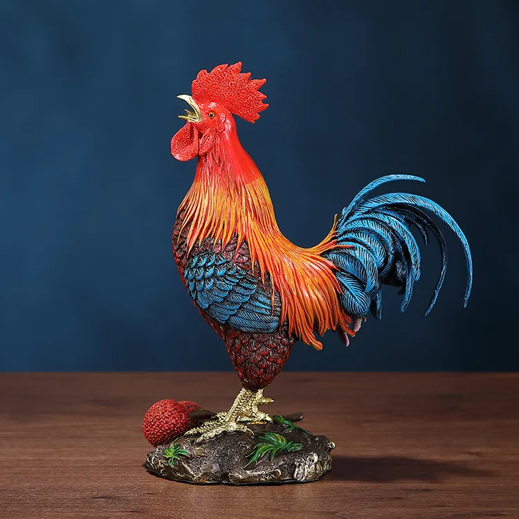黄铜公鸡彩绘小号大吉大利家居办公室生肖办公摆件酒柜装饰品摆件