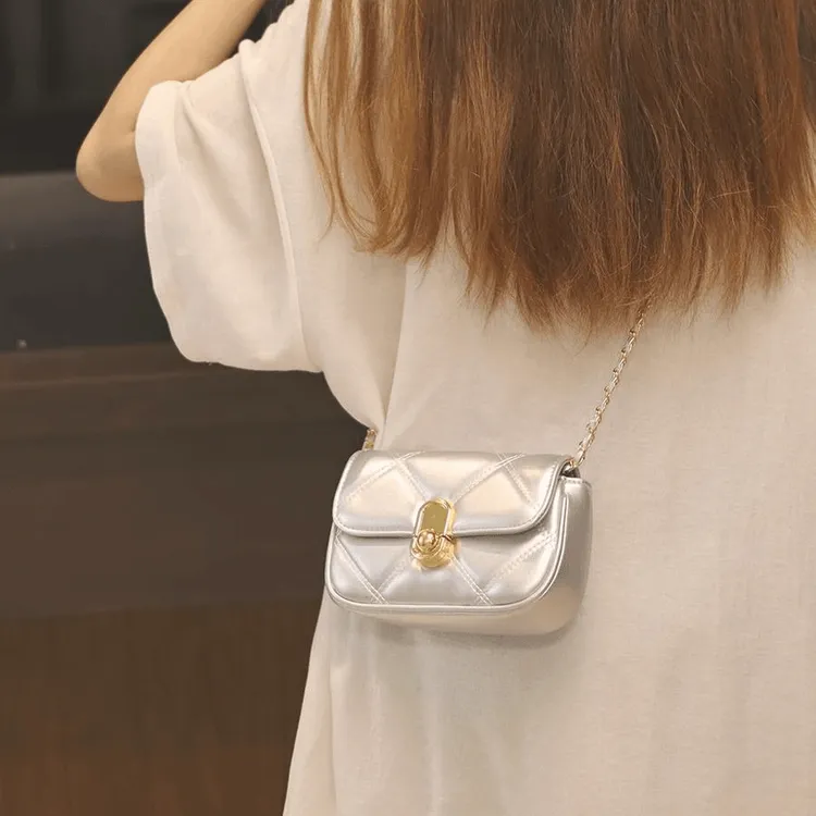 韩版包包女2025春夏新款潮单肩斜跨包软皮小包百搭质感菱格链条包