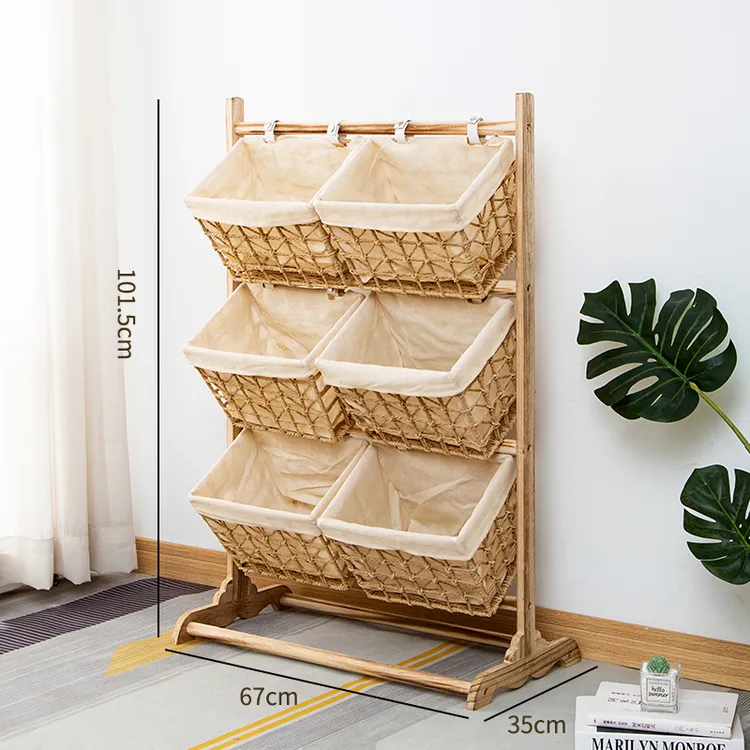 客厅零食置物架儿童玩具收纳架挂篮落地储物柜子收纳神器多层书架