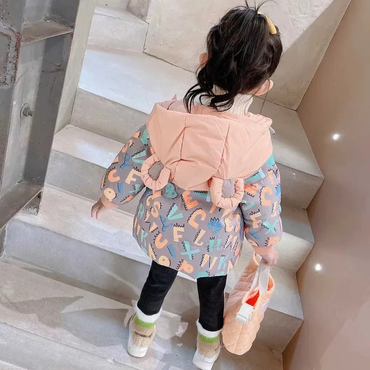 女童棉服外套2024冬季新款加棉加厚儿童洋气连帽棉衣厚外套女孩潮