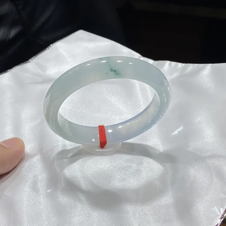 55/56圈冰飘花正圈镯｜缅甸翡翠A货冰透细腻平安镯
