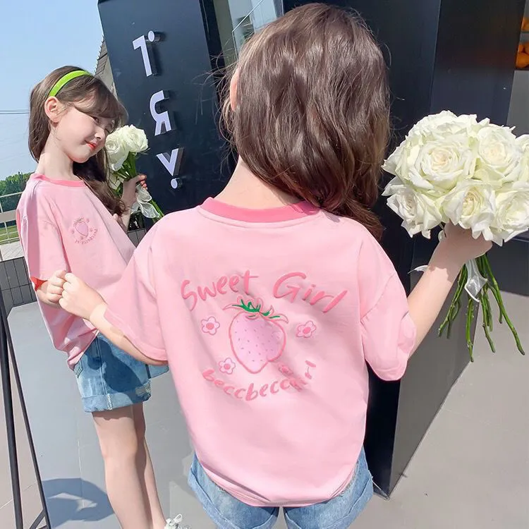 女童2025新款短袖T恤夏装女孩洋气童装夏款体恤儿童夏季半袖上衣