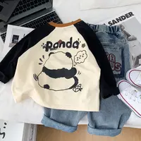 2025新款儿童圆领卡通插肩袖打底衫小童休闲洋气百搭t男童纯棉T恤