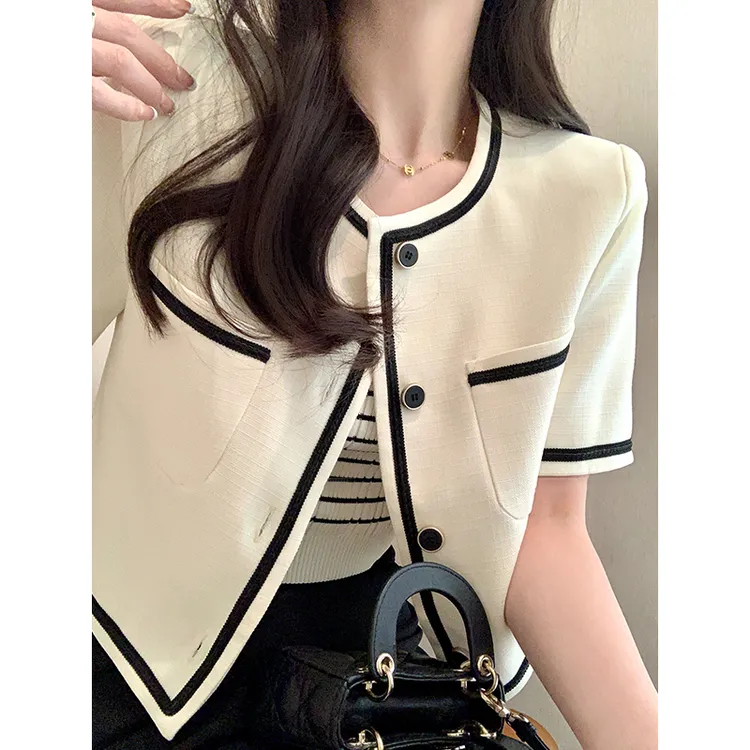 2025潮款百搭气质时髦薄款夏季短袖小香风外套女短款小个子上衣