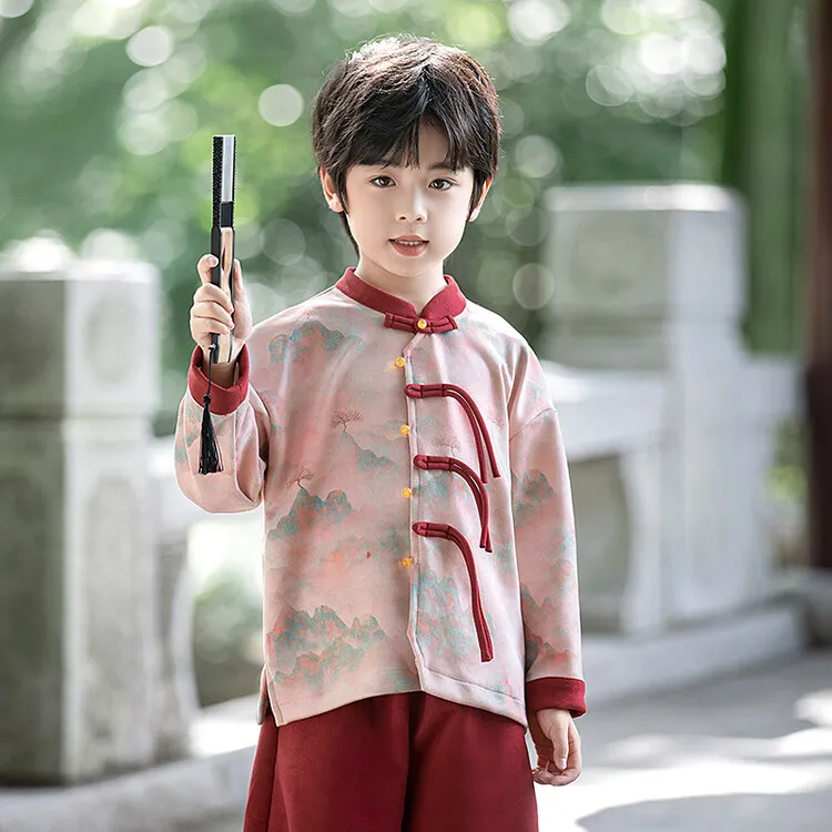 男童汉服春秋款男孩古装2024新款中国风表演服套装儿童装少爷唐装