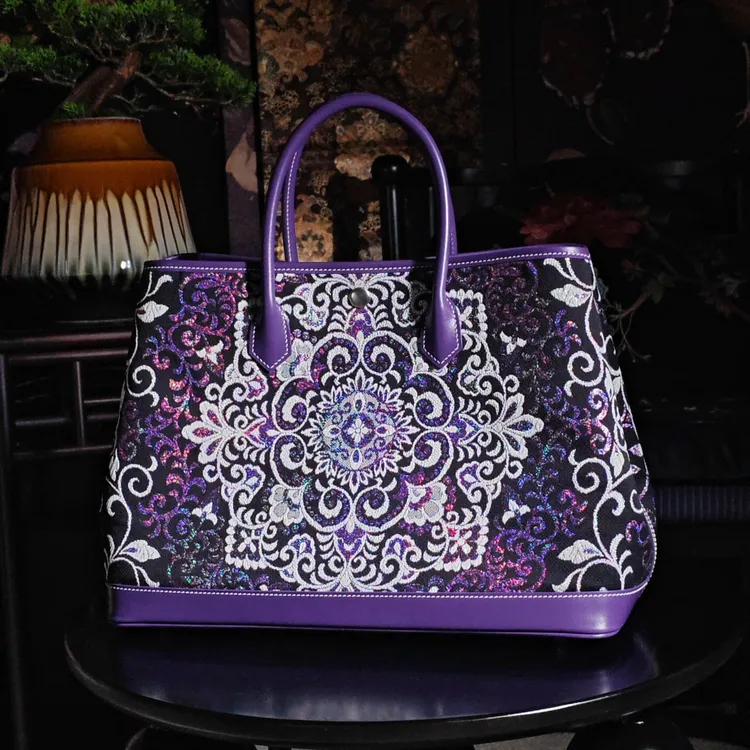 慕锦MUJIN非遗唐锦36cm大花园包包新中式国风气质轻奢高定女包