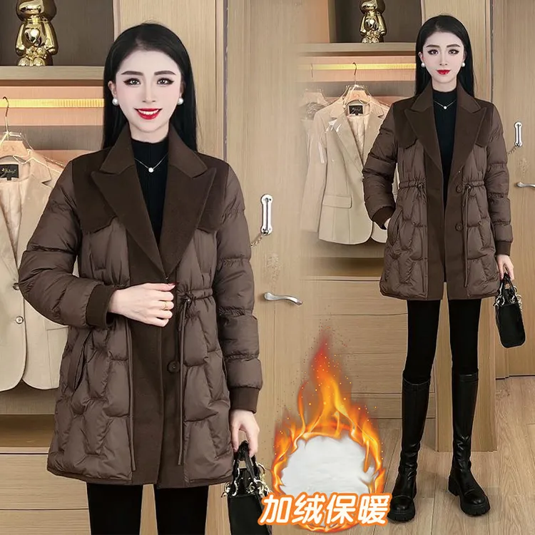 加厚保暖时尚棉服女中长款冬季2025新款洋气减龄显瘦加绒外套