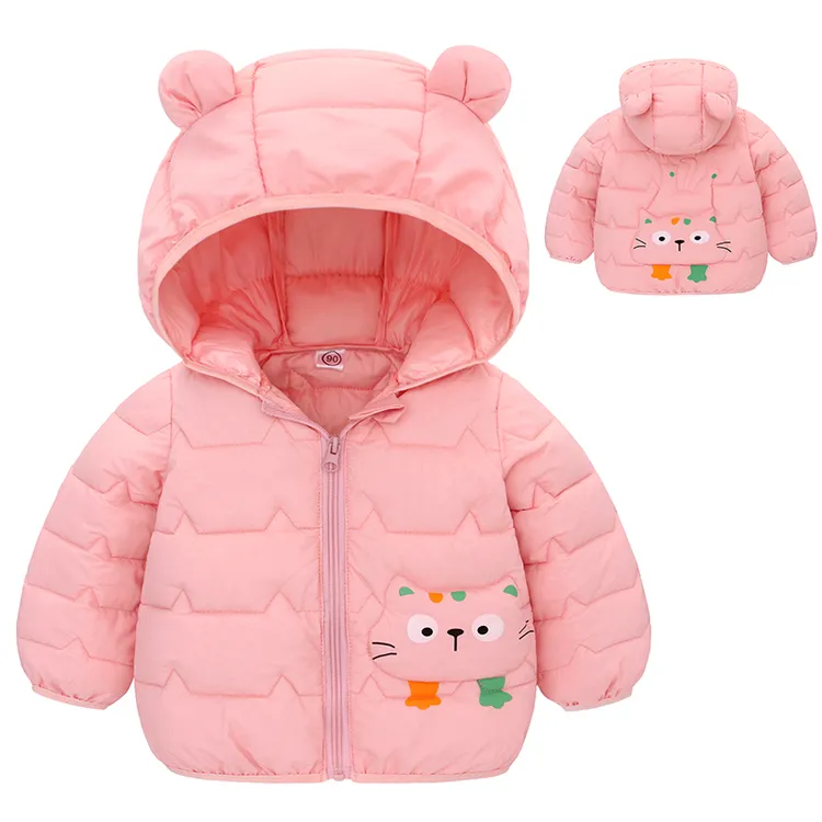 新款婴幼儿男童女童秋冬连帽卡通羽绒棉服宝宝洋气外套上衣棉袄