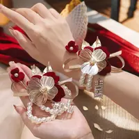 伴娘手腕花结婚新娘高级感超仙手花手臂装饰婚礼姐妹团伴娘团丝带