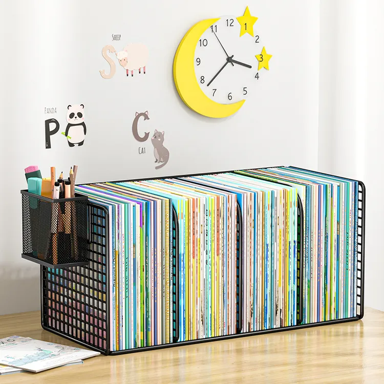 铁艺桌面书架书立架书桌收纳书本置物架儿童简易绘本架立式小书柜