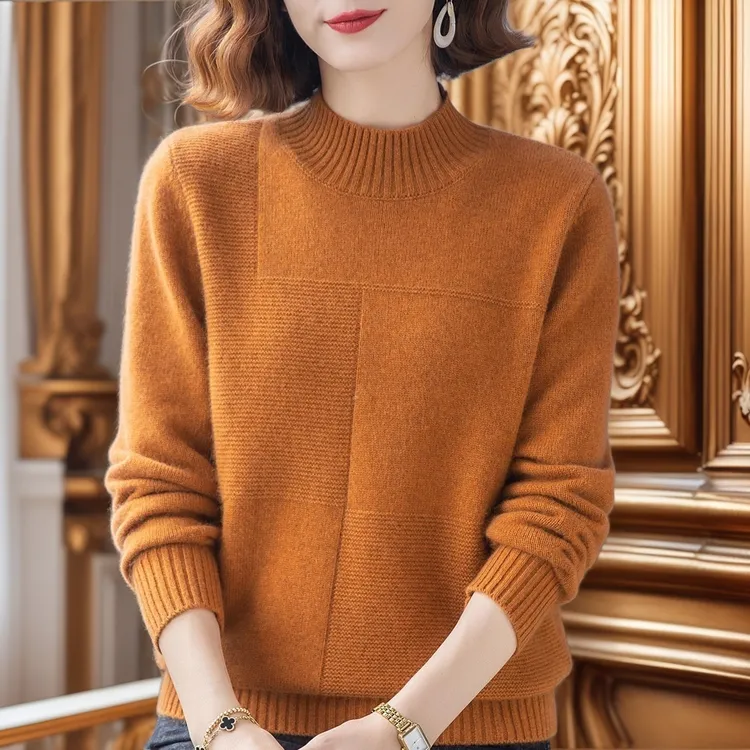 羊绒衫毛衣女秋冬新款妈妈装洋气女士半高领针织衫上衣