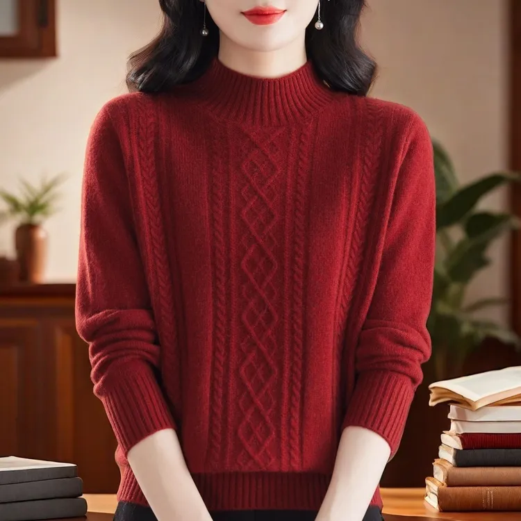 纯100羊绒衫针织衫2025秋冬季新款中年妈妈装女士半高领爆款毛衣