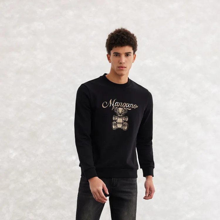 MANGANO男士秋季新款小熊联名印花纯棉长袖圆领时尚潮流百搭卫衣