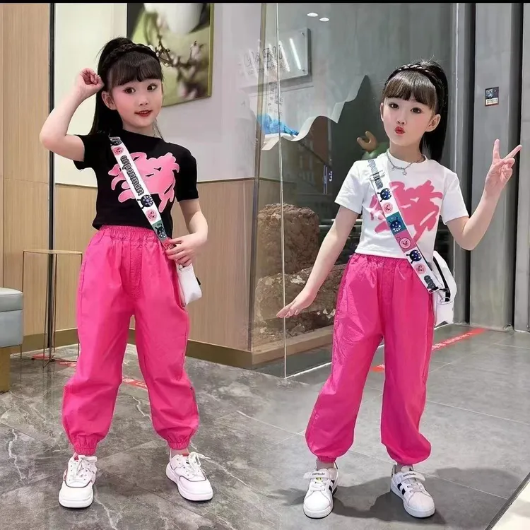 女童套装夏季短袖新款洋气时尚夏装中大童休闲女孩夏季防蚊裤潮