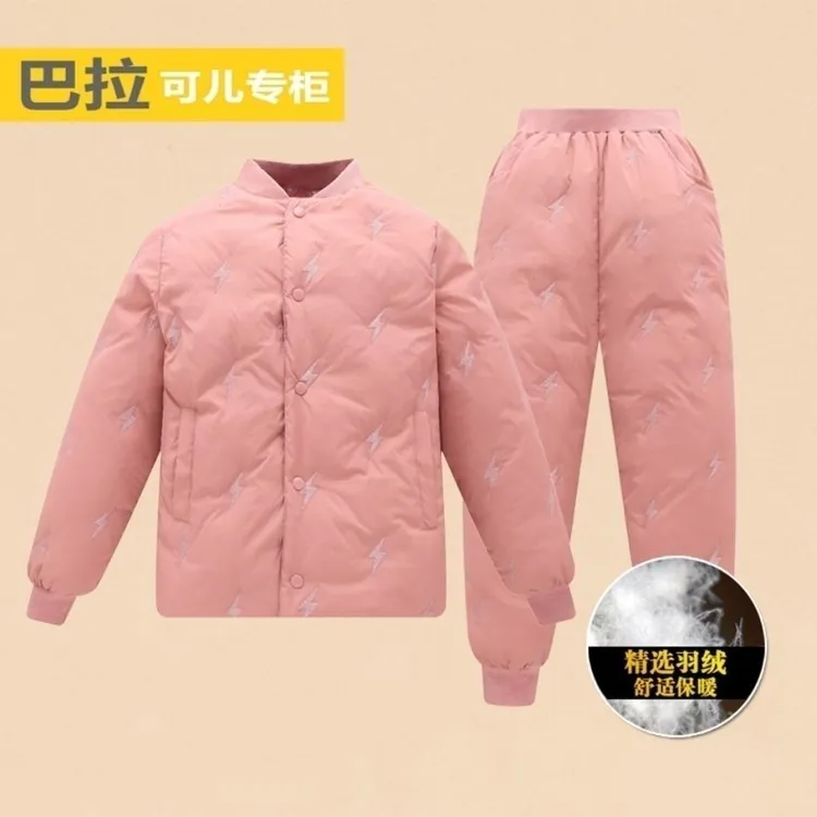 巴拉高档儿童套装羽绒服内胆上衣女童男童冬季校服神器中大童裤子