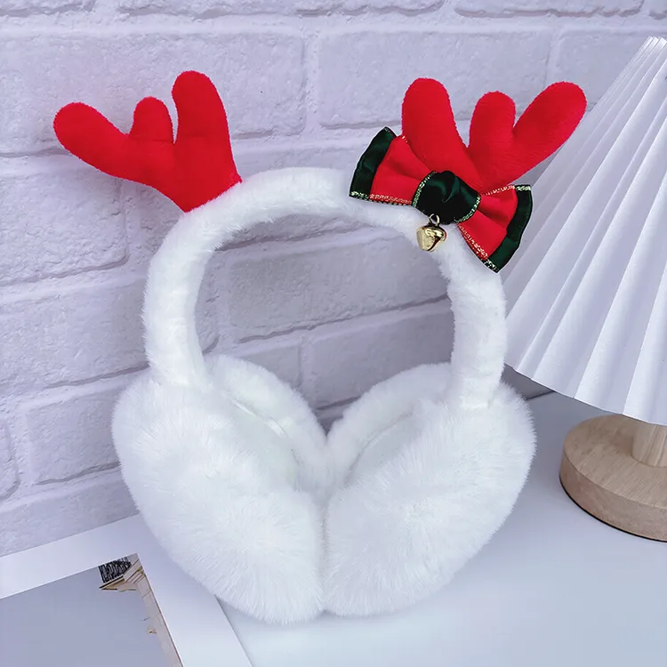 网红保暖耳罩女可爱卡通圣诞鹿角护耳包套少女儿童毛绒加厚耳捂子