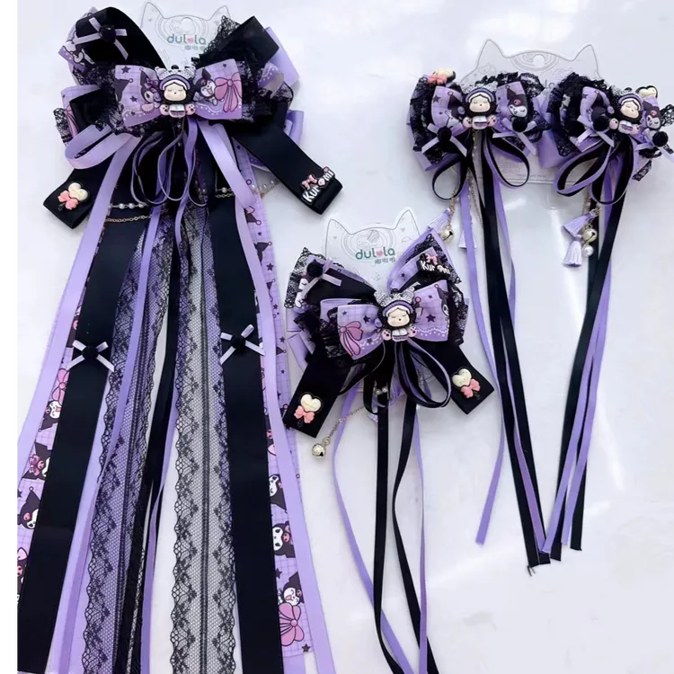 高端紫色黑色可爱卡通重工库洛米儿童少女洛丽塔发饰头饰
