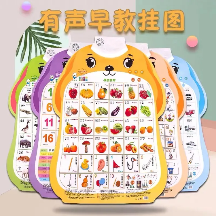 有声早教挂图语音图片宝宝水果拼音人物知识幼儿贴纸墙贴有声挂图