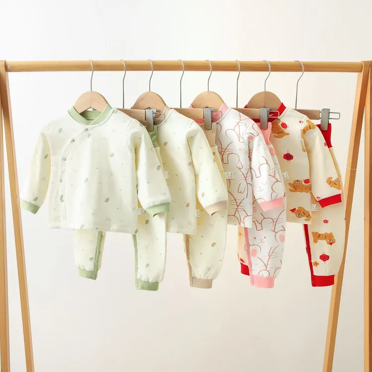 儿童棉衣长袖内衣套装免脱裤宝宝秋衣裤高腰新生儿40薄棉