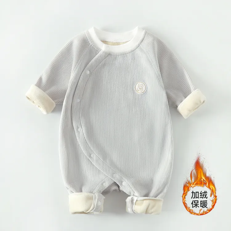 婴儿衣服秋冬季连体衣加绒加厚外出服新生儿保暖睡衣宝宝哈衣冬装