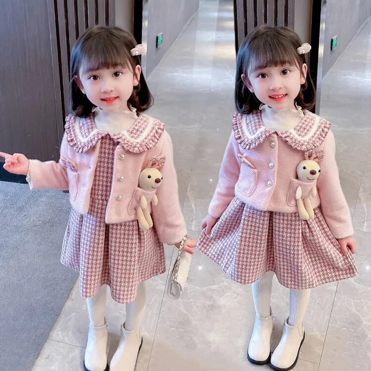 女童装套装秋装2025新款儿童洋气小香风裙子女宝宝春秋炸街两件套