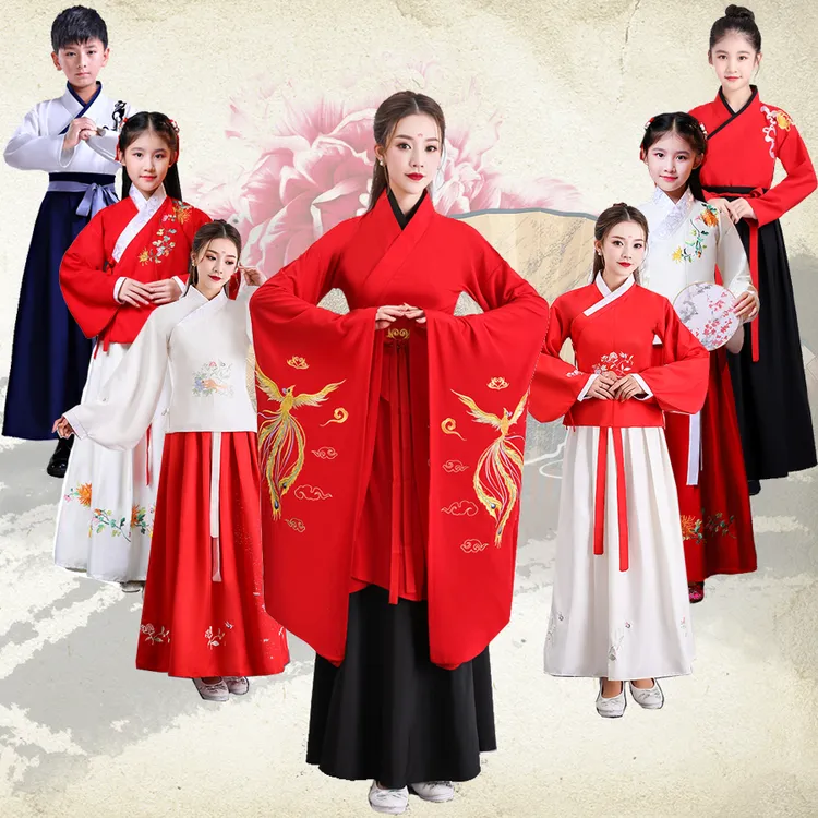 汉服古装璇玑女古风广袖流仙裙礼仪之邦舞蹈裙曲裾舞台红演出服装