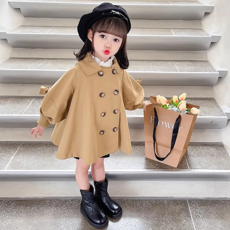 女童外套秋季2024新款儿童洋气中长款风衣女宝宝时髦韩系网红衣服