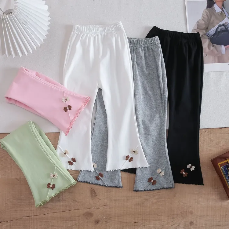 儿童裤子春秋新款女童弹力喇叭裤洋气修身女宝宝打底裤外穿休闲裤